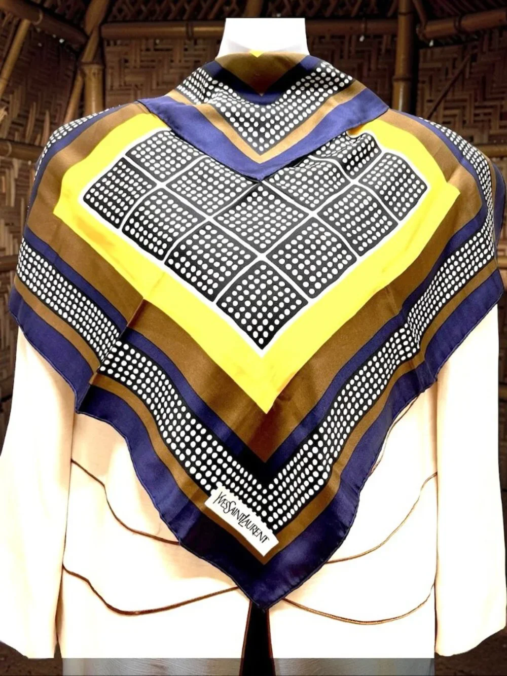 Unused -Yves Saint Laurent  Silk  Satin Scarf 23